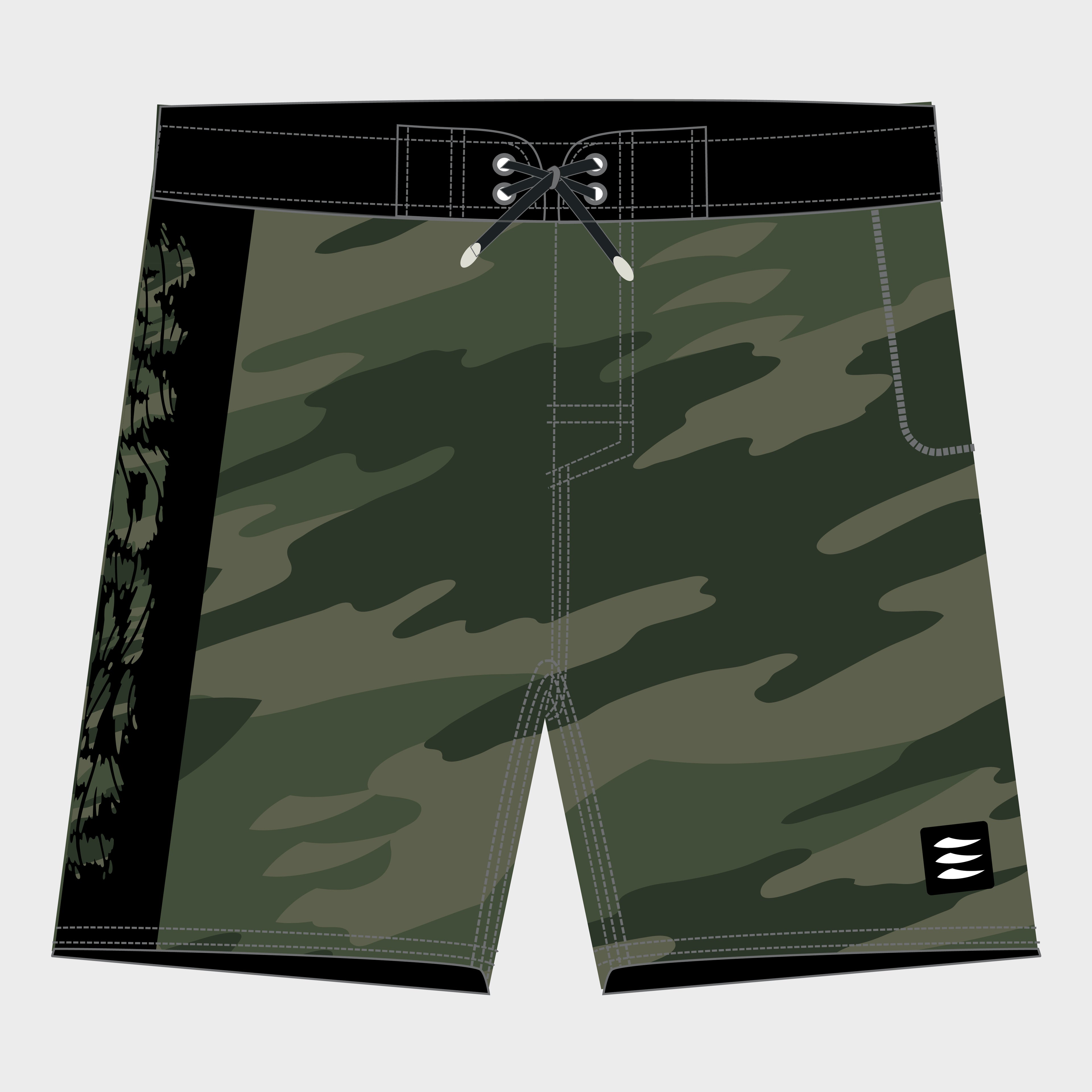 green camo boardshorts