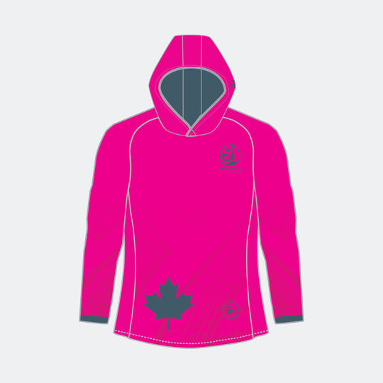 TRUE NORTH Women Racer Hoodie (Small Maple Leaf - Design 2)