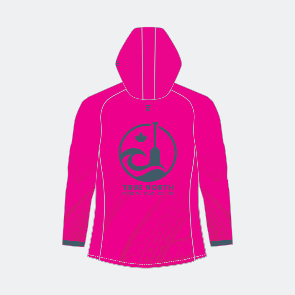 TRUE NORTH Women Racer Hoodie (Small Maple Leaf - Design 2)