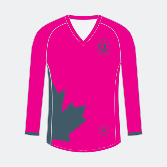 TRUE NORTH Women Racer Long Sleeve (Large Maple Leaf - Design 1)