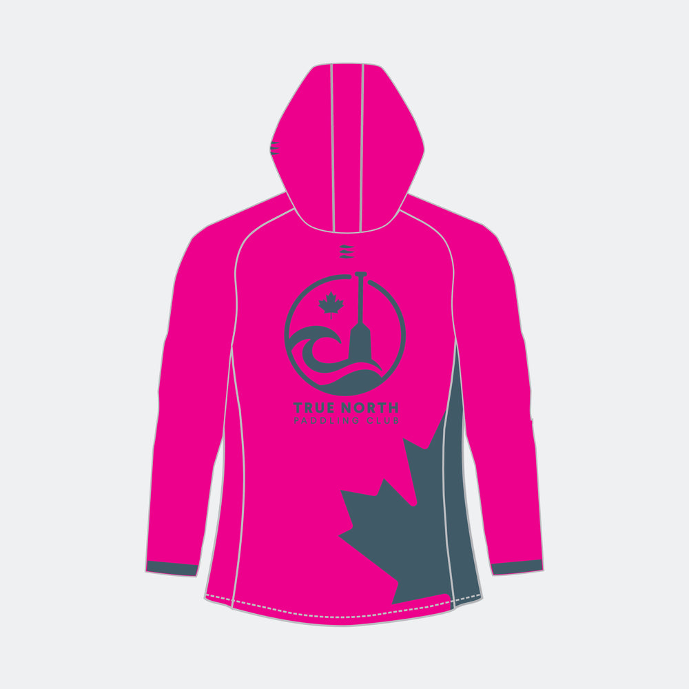 TRUE NORTH Women Racer Hoodie (Large Maple Leaf - Design 1)