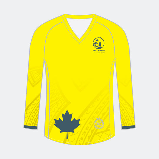 TRUE NORTH Women Racer Long Sleeve (Small Maple Leaf - Design 2)