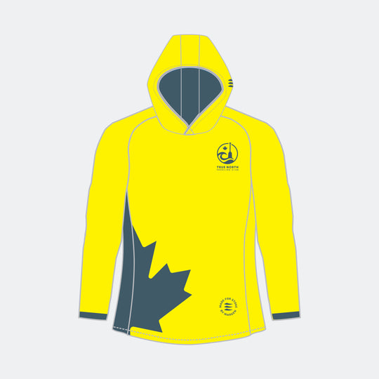 TRUE NORTH Women Racer Hoodie (Large Maple Leaf - Design 1)