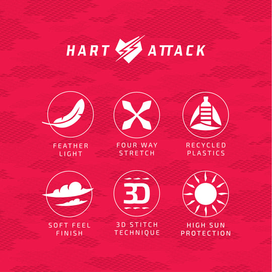 Hart attack red short sleeve tshirt (rashie, rash guard, jersey)